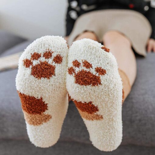 Winter Warm Fleece Cat Paws Socks - United Kingdom