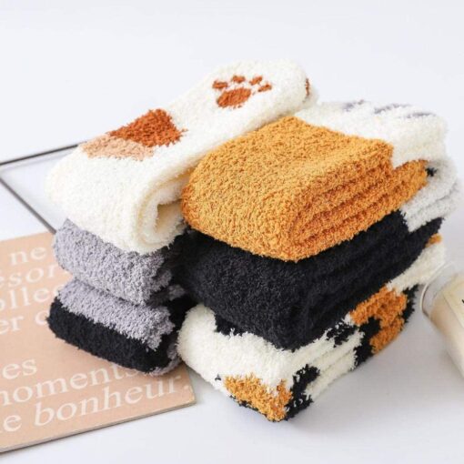 Winter Warm Fleece Cat Paws Socks - United Kingdom - Image 3