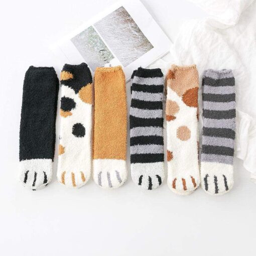 Winter Warm Fleece Cat Paws Socks - United Kingdom - Image 4