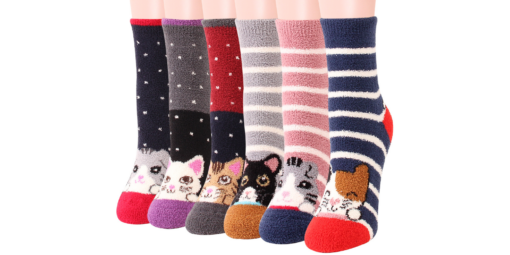 Women Warm Kitty Winter Fleece Socks