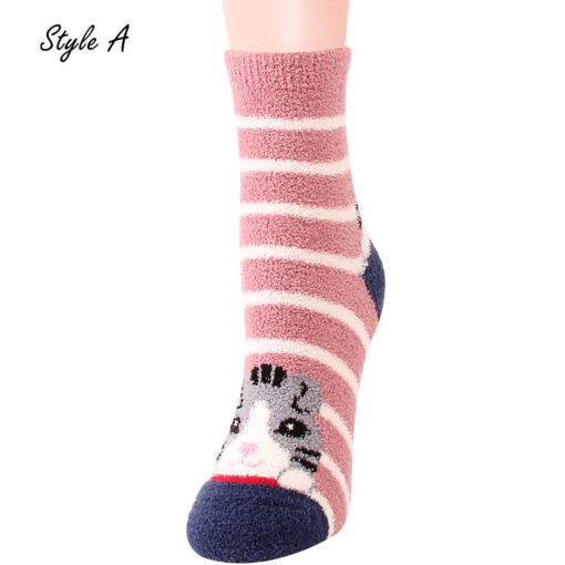 Women Warm Kitty Winter Fleece Socks - Image 4