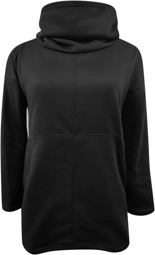 Ladies Solid Splice Loose Sleeve Turtleneck Sweatshirt - United Kingdom - Image 6