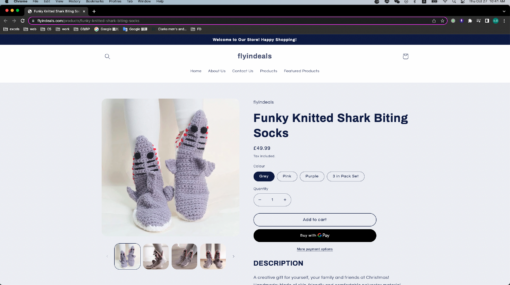 Funky Knitted Shark Biting Socks - United Kingdom - Image 2