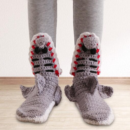 Funky Knitted Shark Biting Socks - United Kingdom - Image 7