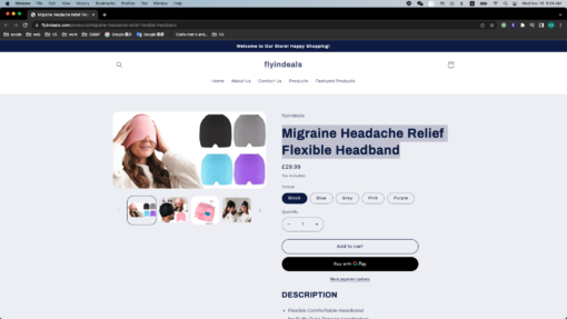 Migraine Headache Relief Flexible Headband - United Kingdom