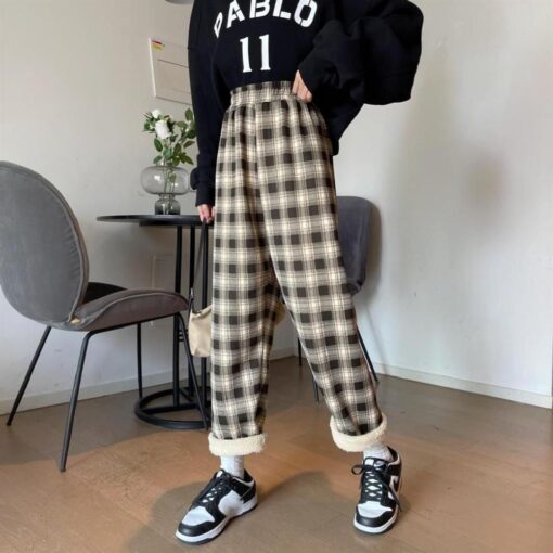 Women's Striped Warm High Waist Pants - Image 5