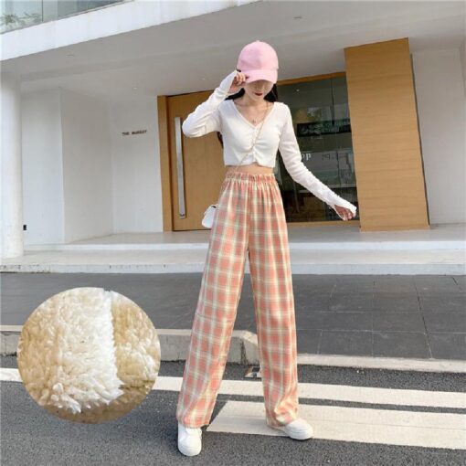 Women's Striped Warm High Waist Pants - Image 12