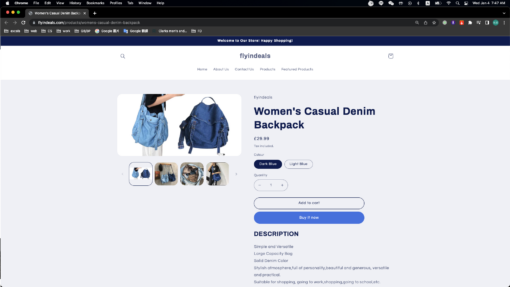 Women's Casual Denim Backpack - United Kingdom - Image 2