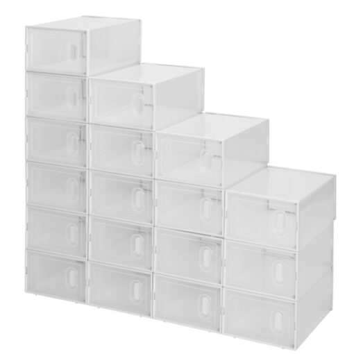 Shoe Storage Boxes 18 Pack Clear Plastic Stackable - GG0433 - Image 2