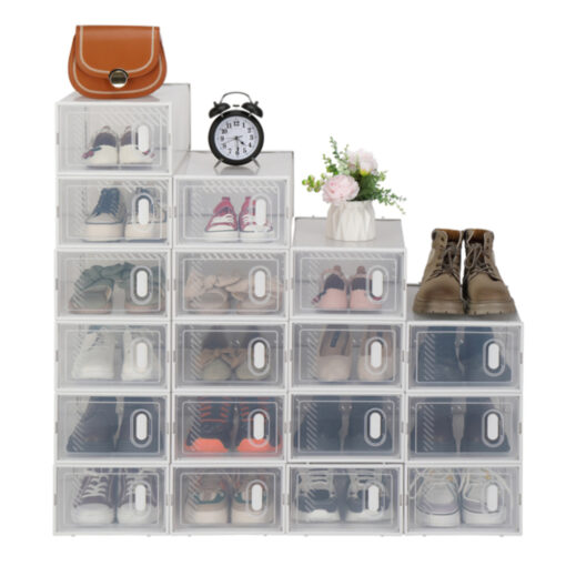 Shoe Storage Boxes 18 Pack Clear Plastic Stackable - GG0433 - Image 3