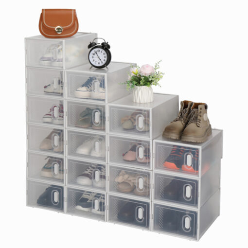 Shoe Storage Boxes 18 Pack Clear Plastic Stackable - GG0433 - Image 4