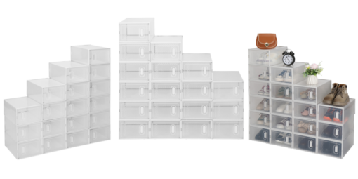 Shoe Storage Boxes 18 Pack Clear Plastic Stackable - GG0433 - Image 7