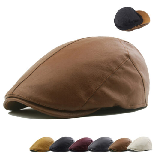 Classic Vegan Leather Flat Cap - AC1227 - Image 4