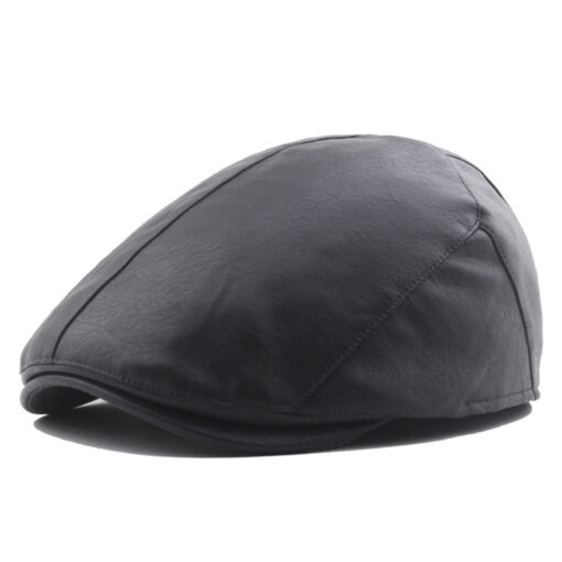 Classic Vegan Leather Flat Cap - AC1227 - Image 7