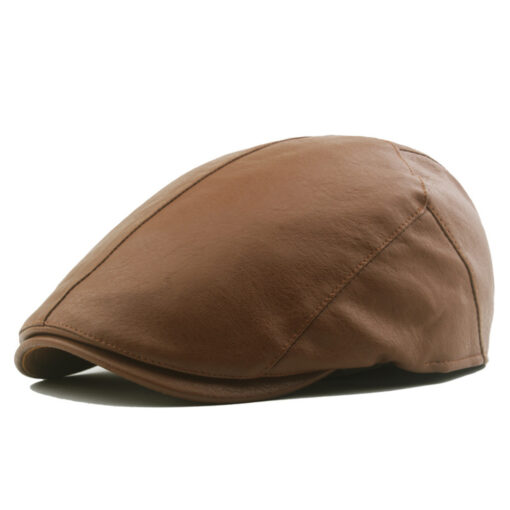 Classic Vegan Leather Flat Cap - AC1227 - Image 8