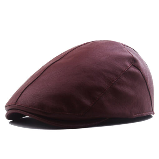 Classic Vegan Leather Flat Cap - AC1227 - Image 9