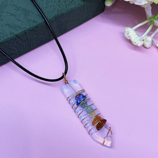 Natural Crystal Seven Chakra Veins Arrow Pendant - AC1232 - Image 10