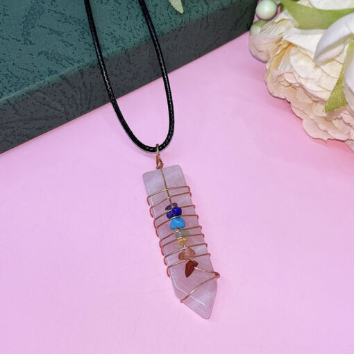 Natural Crystal Seven Chakra Veins Arrow Pendant - AC1232 - Image 11