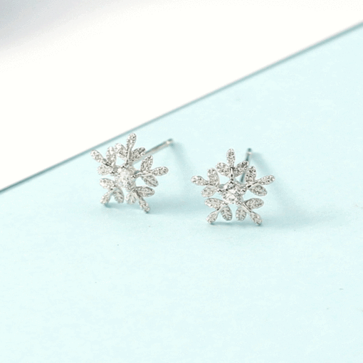 Diamante Snowflake Stud Earrings And Pendant Set - AC1243