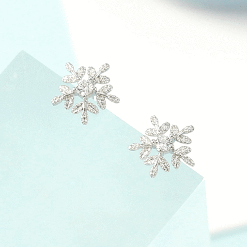 Diamante Snowflake Stud Earrings And Pendant Set - AC1243 - Image 2