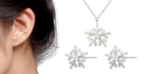 Diamante Snowflake Stud Earrings And Pendant Set - AC1243 - Image 13