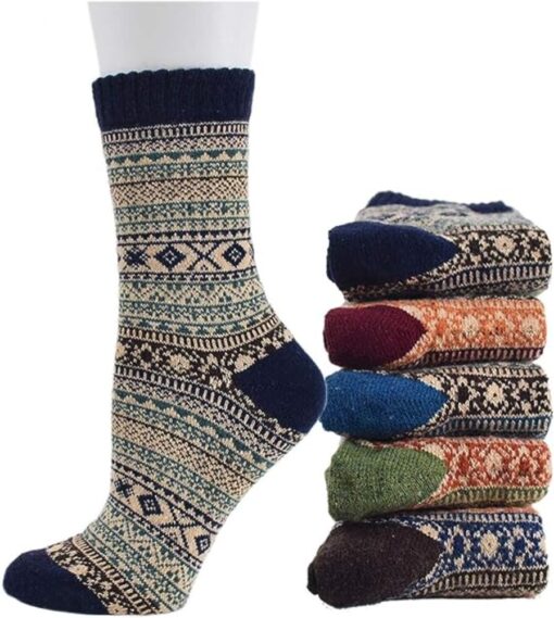 5 or 10 Pairs Vintage Knitted Cozy Warm Socks - AC1262