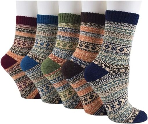 5 or 10 Pairs Vintage Knitted Cozy Warm Socks - AC1262 - Image 2