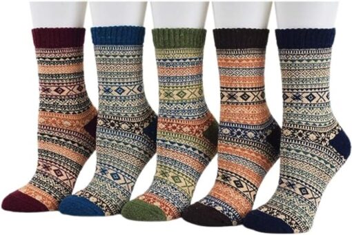 5 or 10 Pairs Vintage Knitted Cozy Warm Socks - AC1262 - Image 3