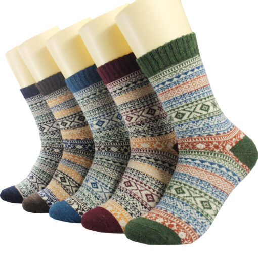 5 or 10 Pairs Vintage Knitted Cozy Warm Socks - AC1262 - Image 6