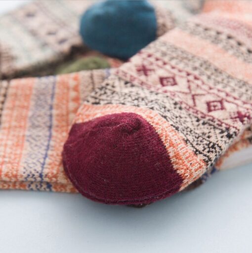 5 or 10 Pairs Vintage Knitted Cozy Warm Socks - AC1262 - Image 7