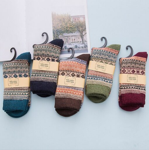 5 or 10 Pairs Vintage Knitted Cozy Warm Socks - AC1262 - Image 8