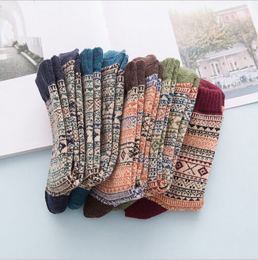 5 or 10 Pairs Vintage Knitted Cozy Warm Socks - AC1262 - Image 10