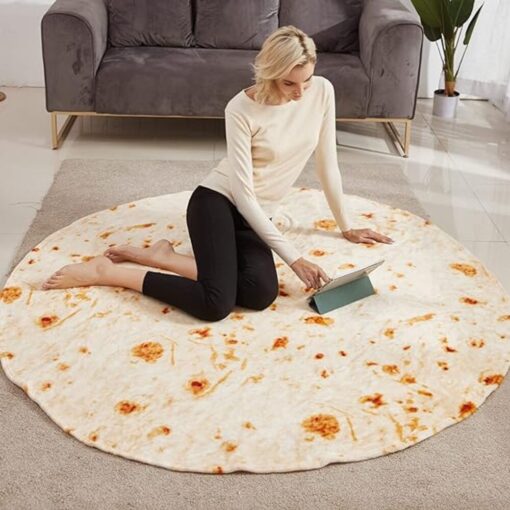 Novelty Burrito Wrap Round Flannel Blanket- AC1356 #TREND23 - Image 3