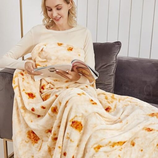 Novelty Burrito Wrap Round Flannel Blanket- AC1356 #TREND23 - Image 4