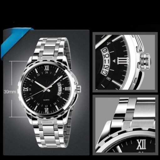 Men's Stainless Steel Black Dial Watch - CL0791 - Image 5