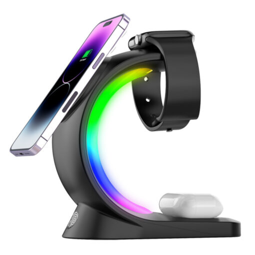 3 in 1 Magnetic Wireless C shape Charger Station Lamp - HI0597 - Image 2