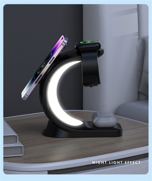 3 in 1 Magnetic Wireless C shape Charger Station Lamp - HI0597 - Image 4