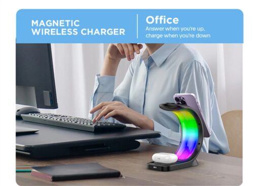 3 in 1 Magnetic Wireless C shape Charger Station Lamp - HI0597 - Image 13