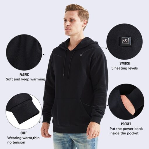 Unisex USB Rechargeable Electric Heated Hoodie - IT0963 #TREND23 - Image 3