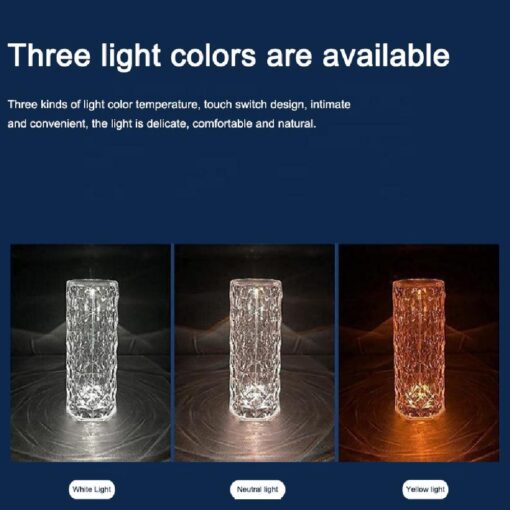 Crystal Color Changing USB Touch Night Light Rose Table Lamps - Image 9