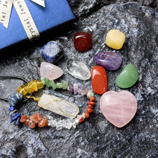 Natural Chakra Pendant and Bracelet Healing Set with Gift Box - Image 7