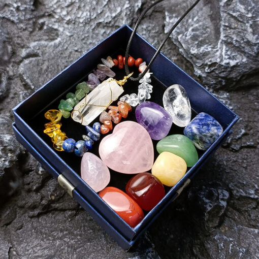 Natural Chakra Pendant and Bracelet Healing Set with Gift Box - Image 4