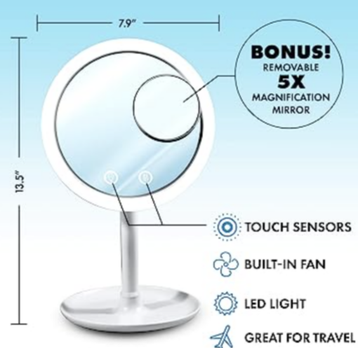 LED Makeup Mirror with Fan - Image 12