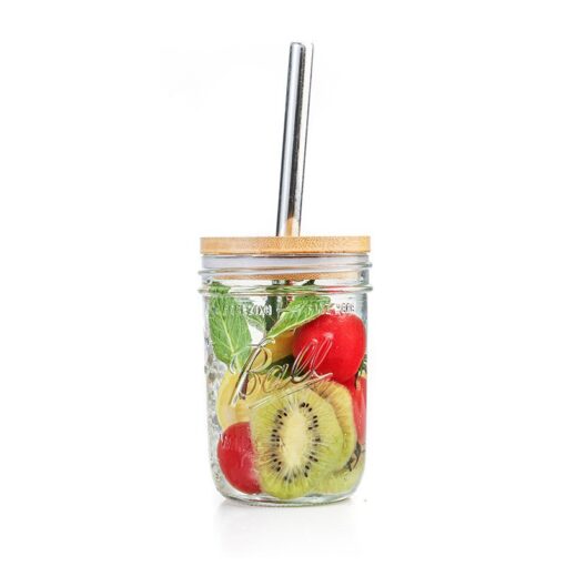 Reusable Glass Jar With Straws - Image 2