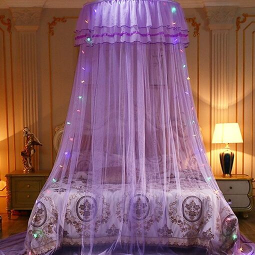 Ruffle Dome Bed Curtain With String Light - Image 8