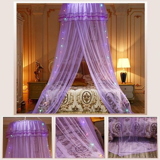 Ruffle Dome Bed Curtain With String Light - Image 7