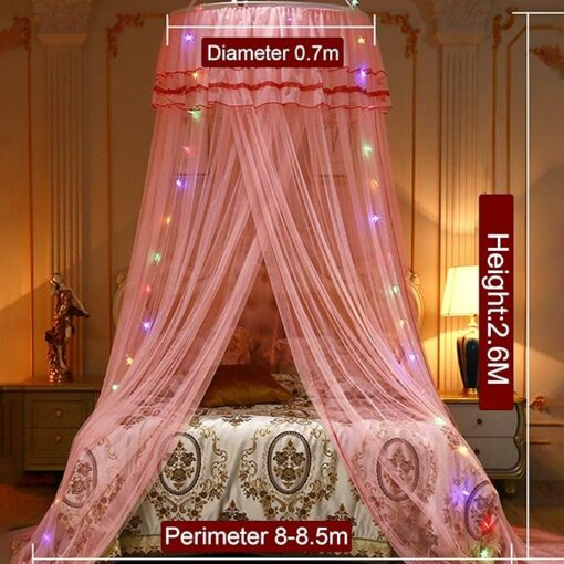 Ruffle Dome Bed Curtain With String Light - Image 6