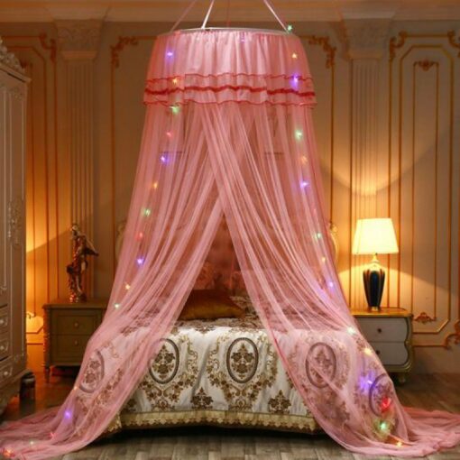 Ruffle Dome Bed Curtain With String Light - Image 4