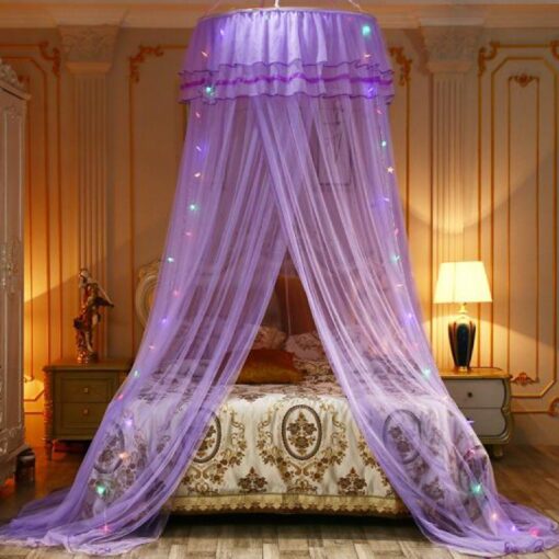 Ruffle Dome Bed Curtain With String Light - Image 3