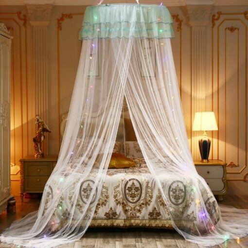 Ruffle Dome Bed Curtain With String Light - Image 2